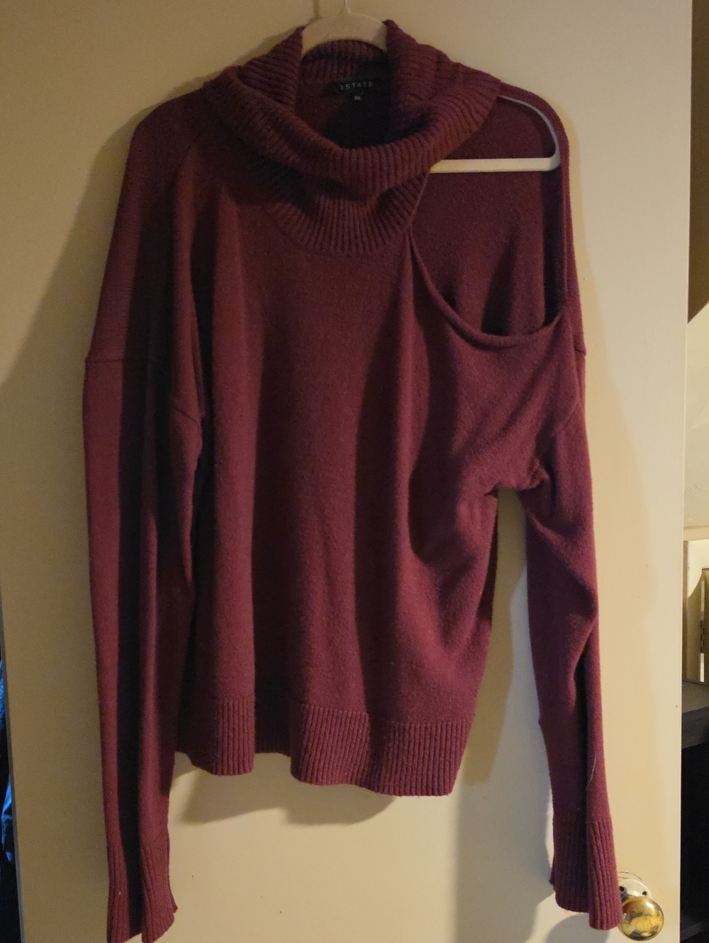 Estate Plum Cowl Neck Cutout Sweater